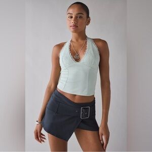 Urban Outfitters Mint Green Lace Halter Crop Top